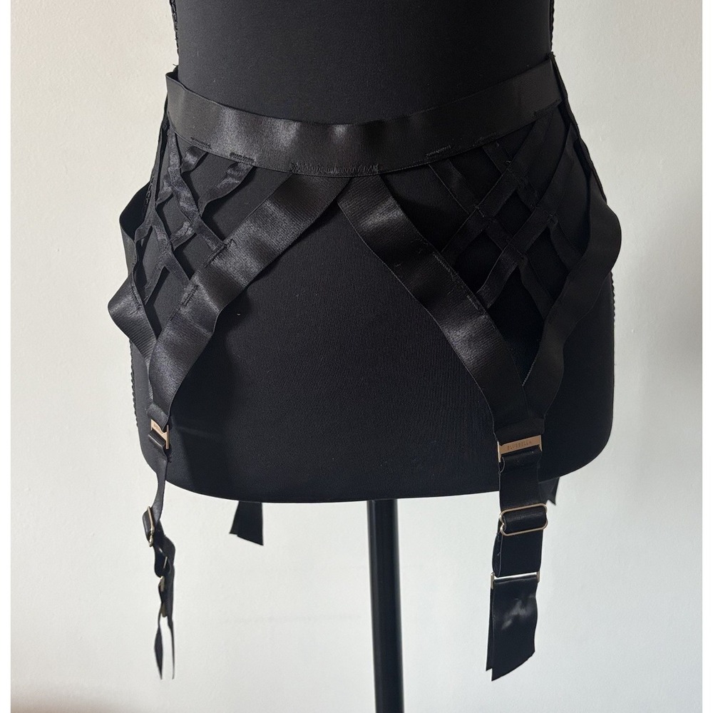 Bluebella Garter Belt Lingerie Black Harness Style Straps Strappy Size 6 Small S
